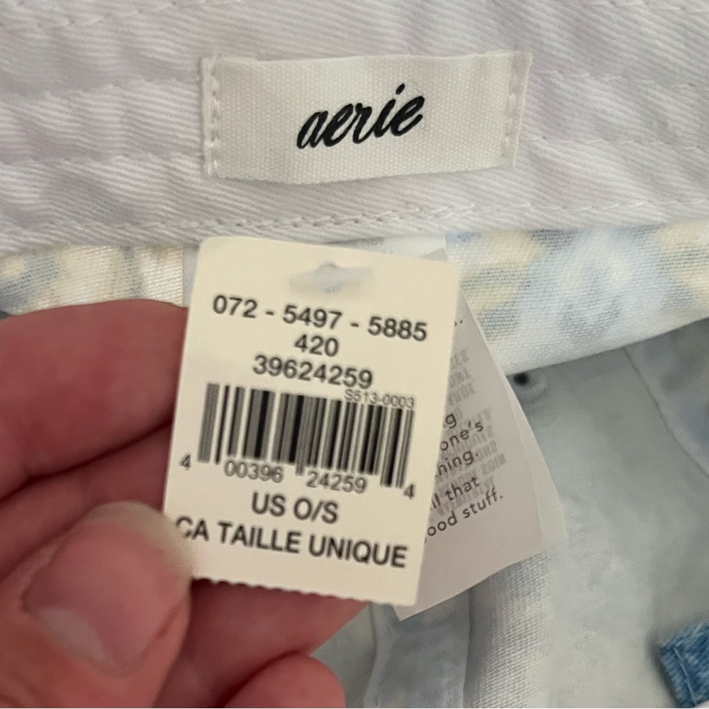 NWT Aerie Blue Floral Distressed Baseball Cap - Picture 2 of 5